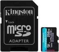 Карта памяти Kingston microSDXC 256 ГБ Class 10, V30, A2, UHS-I U3, R/W 170/90 МБ/с, адаптер на SD, 1 шт., черный