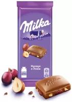 Milka молочный шоколад Милка Фундук и изюм, 20 шт по 85 г