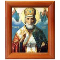 Святитель Николай Чудотворец, архиепископ Мирликийский, икона в деревянной рамке 8*9,5 см