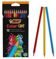 Карандаши 12 цветов BIC Color Up, для подростков и взрослых, трёхгранные, микс