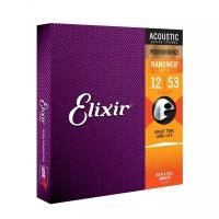 Струны для акустической гитары Elixir 16052 Nanoweb Light Phosphor Bronze 12-53