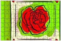 Магнитный пазл 27x18см."Вектор, роза, цветы" на холодильник