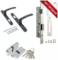 Комплект фурнитуры для калитки LD Ajax 7016 антрацит ключ/ключ