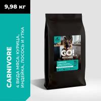 GO KITCHEN CARNIVORE Grain Free 4 вида мяса: курица, индейка, лосось и утка, полнорационный беззерновой сухой корм для взрослых собак всех пород с курицей, индейкой, лососем и уткой, 9,98 кг