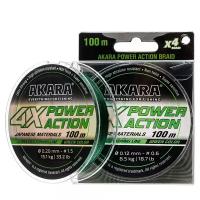 Шнур рыболовный плетеный Akara Power Action X-4 Green 100 м 0,14