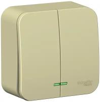 Выключатель Schneider Electric Blanca 2-клавишный, с подсветкой, 10А, бежевый