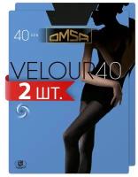 Колготки Omsa Velour, 40 den, 2 шт., размер 3/M, черный