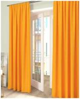 Комплект штор для комнаты канвас Shtoraland на ленте для крючков, две портьеры для гостиной, спальни, детской. Общий размер 300x250 см, оранжевый