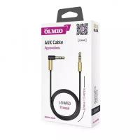 Аудиокабель Partner/Olmio AUX Jack-Jack 3.5mm L-образный черно-золотой