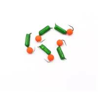 Мормышка безнасадочная яман "Гвоздешарик" зеленый, d-2,5 мм, вес 0,6 г, шарик оранжевый неон (уп. 5