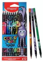 Цветные карандаши 12 цветов MAPED Color'Peps Black Monster