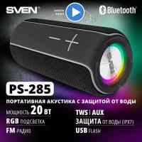 АС PS-285, черный (20 Вт, Waterproof (IPx7), TWS, Bluetooth, FM, USB, microSD, 3000мА*ч)