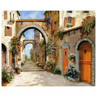 Репродукция на холсте Итальянская улочка с арками №6 Борелли Гвидо 37см. x 30см