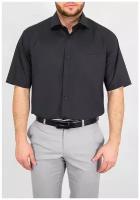 Рубашка мужская короткий рукав GREG 340/109/BLK, Прямой силуэт / Сlassic fit, цвет Черный, рост 174-184, размер ворота 45