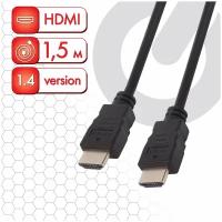 Кабель HDMI AM-AM, 1,5 м, Sonnen, ver 1.4, FullHD, 4К, для ноутбука, компьютера, монитора, телевизора, проектора, черный, 513120