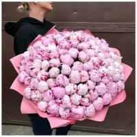 Букет пионов Розовые 101 шт, красивый букет цветов, шикарный, премиум букет пмионы