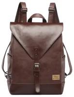 Рюкзак MyPads 3514 из качественной импортной эко-кожи темно-коричневого цвета необычный красивый модный компактный городской рюкзак для фотоаппар