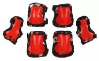 ONLYTOP Защита роликовая детская ONLYTOP: наколенники, налокотники, защита запястья, р. M, цвет красный