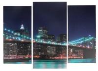 Модульная картина "Ночной мост" (2-25х52; 1-30х60) 60х80 см