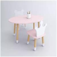 Комплект детской мебели DIMDOMkids, стол"Овал" розовый + стул "Корона" розовый