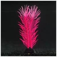 Растение силиконовое аквариумное, светящееся в темноте, 6,5 х 18 см, розовое