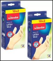 Перчатки Vileda "Multi Latex" M/L, 6 пар, 2 упаковки