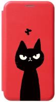 Чехол-книжка на Apple iPhone 8 Plus / 7 Plus / Эпл Айфон 7 Плюс / 8 Плюс с рисунком "Disgruntled Cat" красный