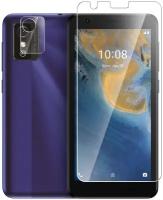 Защитное стекло на ZTE Blade L9 (ЗТЕ Блейд Л9) гибридное - пленка + стекловолокно на Экран и Камеру прозрачное Hybrid Glass Miuko