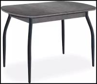Стол кухонный с керамогранитом Портофино-2, серый камень GRIGIO, опоры: металлические черные, ДхШ: 120х80 см, в разложенном виде 152 см