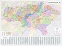 настенная карта Саратовской области 130х175 см, (на самоклеющейся пленке)