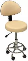 Your Stol Бежевый стул со спинкой для косметолога, лешмейкера, массажиста, бровиста с регулировкой высоты