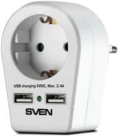 Сетевой фильтр Sven SF-S1U 1 евро розетка, 2хUSB, белый
