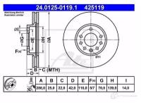 Диск тормозной,OPEL CALIBRA A 2 0 i Turbo 4x4 2 5 i V6 90 97, SPEEDSTER 2 0 2 0 Turbo 2 2 00, VECTRA B 1 6 i 1 6 i 16V 1 8 i 16V 2 0 DI 16V 2 0 DTI 16V 2 0 i 2 0 ATE 24012501191