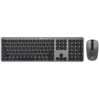 Клавиатура + мышь Оклик 300M клав: серый мышь: серый/черный USB беспроводная slim