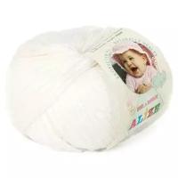 Пряжа Alize Baby Wool, 40 % шерсть, 40 % акрил, 20 % бамбук, 50 г, 175 м, 10 шт., 55 белый 175 м