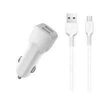 Зарядка АЗУ - 2 х USB / 5V 2,4A + кабель MicroUSB белый для Fly Ezzy 8