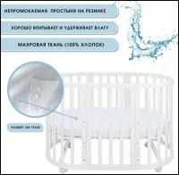 Непромокаемая овальная простыня 75*125 см на резинке с бортами из хлопка для детей, Мулетон-Аквастоп,Наматрасник Хлопок 100 % BabyGood