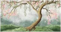 Фотообои Уютная стена "Раскидистое дерево сакуры" 520х270 см Бесшовные Премиум (единым полотном)