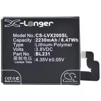 Аккумулятор (аккумуляторная батарея, АКБ) CameronSino CS-LVX200SL, BL231 для Lenovo S90, 3.8В, 2230мАч, 8.47Вт, Li-Pol