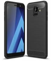 Чехол-накладка Carbon Fibre для Samsung Galaxy A6 (черный)