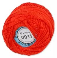 Нитки Ирис Gamma, цвет 0011 оранжево-красный, 82м/10г, хлопок 100%, 1шт