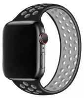 Ремешок-браслет силиконовый перфорированный Solo Loop для Apple Watch 42/44/45/49 мм, M(145мм), черный+серый (7)