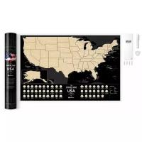 Скретч-карта США Travel Map USA Black 40*60 см