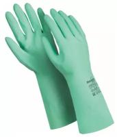 Перчатки латексные MANIPULA "Контакт", хлопчатобумажное напыление, размер 8-8,5 (M), зеленые, L-F-02, 2 шт