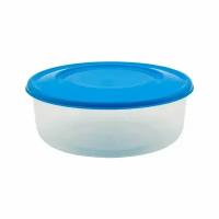 Контейнер пластик круглый с крышкой 1л для пищевых продуктов с синей крышкой