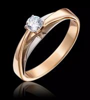Кольцо помолвочное Diamant online, комбинированное золото, 585 проба, фианит