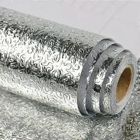 Самоклеющаяся водостойкая защитная термостойкая алюминиевая пленка, фольга, защитный экран для кухни, плиты от брызг и масла 0,6х3 м, серебро