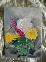 Картина маслом на холсте "Цветы", 18×24