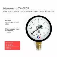 Манометр ТМ-310P давление 0-6 МПа (60 бар) резьба G1/4 класс точности 2,5 корпус 63 мм