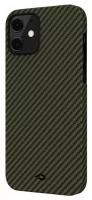 Чехол Pitaka MagEZ Case для iPhone 12 mini 5.4", черно-зеленый, кевлар (арамид)